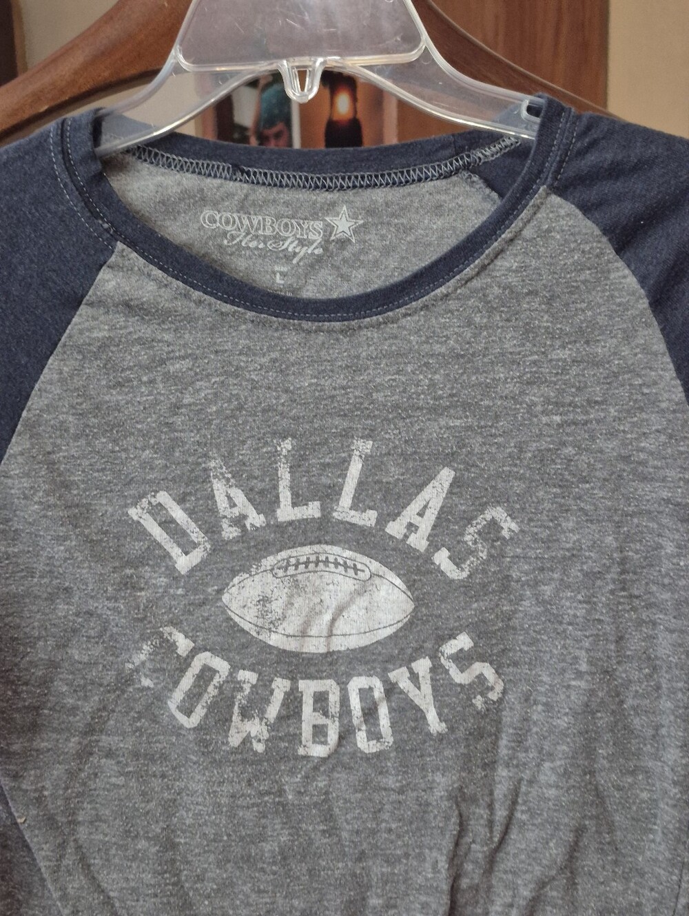 Her Style Dallas Cowboys Heather Gray & Navy Raglan Tee